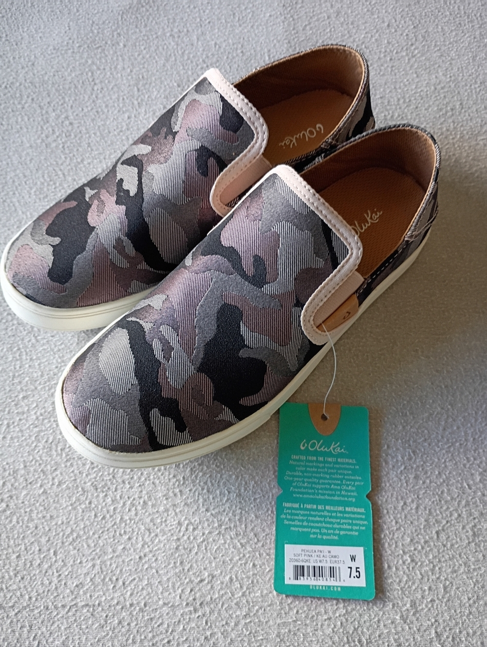 Olukai Women's Pehuea Pa‘I 20360-6QKE Soft Pink-Ke Au Camo NWT Size 7.5